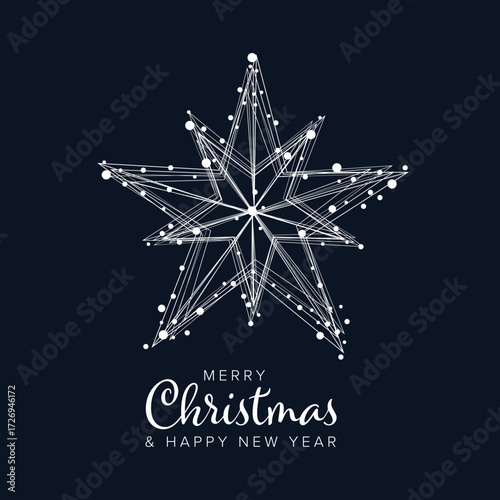 An elegant Christmas star adorns this Merry Christmas card, perfect for sending festive cheer. The beautiful star design makes this a wonderful Merry Christmas and Happy New Year greeting.