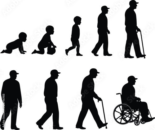 Man's Life Stages Silhouette