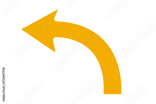 Orange curve arrow icon. curved arrow sign flat - 3D orange arrow icons, symbols, and signs can represent business concepts like direction, cycle, a refresh and recycling process in a circular shape