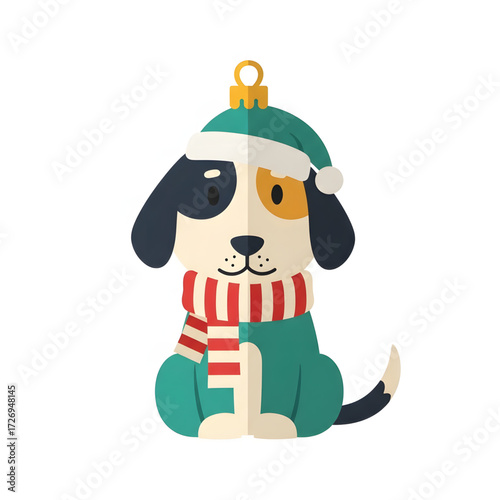 Festive Puppy Ornament A Cute Dog in a Holiday Outfit for Christmas Celebrations