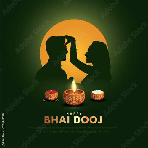 Happy Bhai dooj Indian festival greeting card. Creative vector illustration design.