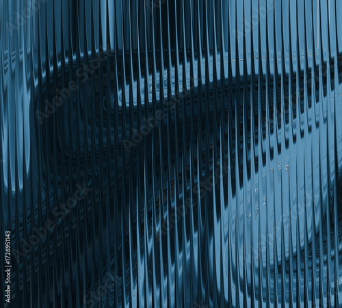 Abstract blue textured surface with shadowed geometric shapes and vertical lines
