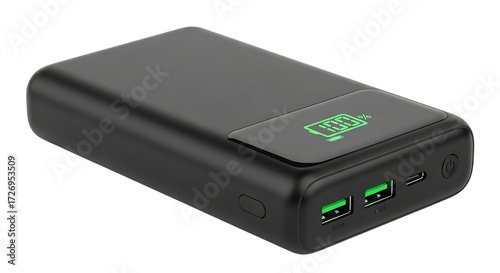 Black Power Bank with Digital Battery Indicator portable charger