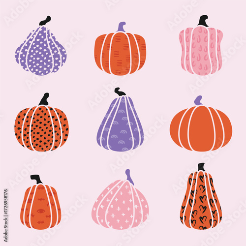 Halloween pumpkins with patterns