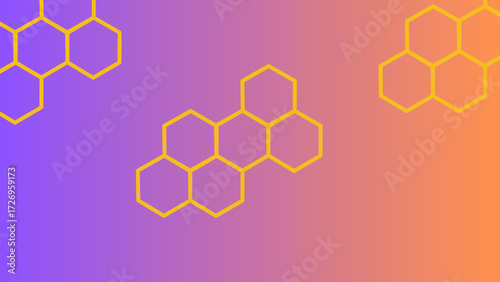 Honeycomb pattern illustration with purple and orange gradient suitable for modern design projects and backgrounds