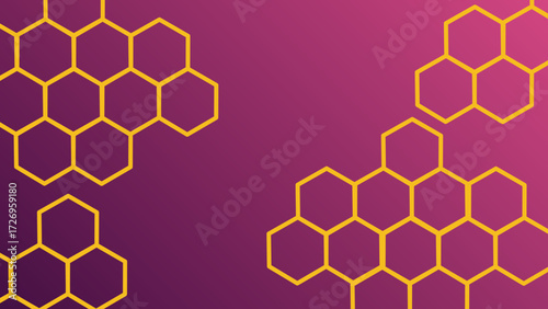 Honeycomb pattern vector graphic with purple gradient for science technology or abstract background design
