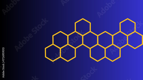 Honeycomb pattern illustration with gold hexagons on blue gradient background for web design projects