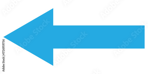 Blue isolated arrow icon on white background.  Modern simple vector arrow on white page. Blue arrow-head pointing vector. Pointing arrow icon set. Left side pointing arrowhead. EPS 10. 