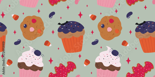 Halloween pattern cupcakes candies