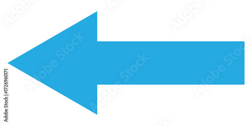 Blue isolated arrow icon on white background.  Modern simple vector arrow on white page. Blue arrow-head pointing vector. Pointing arrow icon set. Left side pointing arrowhead. EPS 10. 