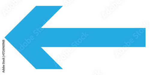 Blue isolated arrow icon on white background.  Modern simple vector arrow on white page. Blue arrow-head pointing vector. Pointing arrow icon set. Left side pointing arrowhead. EPS 10. 