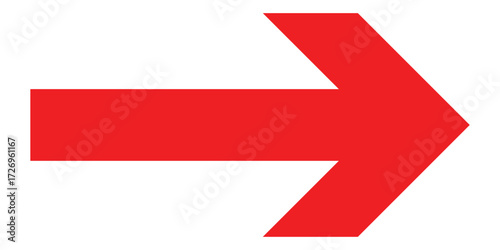 Red isolated arrow icon on white background.  Modern simple vector arrow on white page. Pointing arrow icon set. Right side pointing arrowhead. EPS 10. 