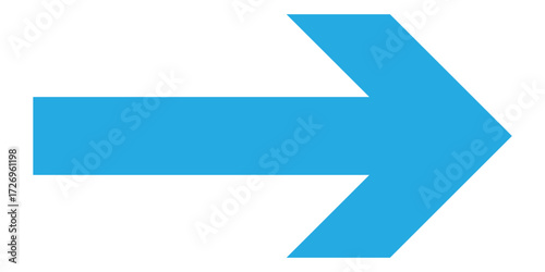 Blue isolated arrow icon on white background.  Modern simple vector arrow on white page. Pointing arrow icon set. Right side pointing arrowhead. EPS 10. Blue arrow-head pointing vector.  
