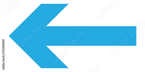 Blue isolated arrow icon on white background.  Modern simple vector arrow on white page. Blue arrow-head pointing vector. Pointing arrow icon set. Left side pointing arrowhead. EPS 10. 