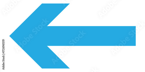 Blue isolated arrow icon on white background.  Modern simple vector arrow on white page. Blue arrow-head pointing vector. Pointing arrow icon set. Left side pointing arrowhead. EPS 10. 