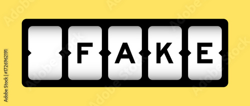 Black color in word fake on slot banner with yellow color background