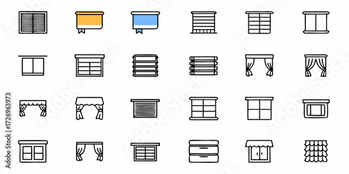 Icon sheet of window coverings and window styles