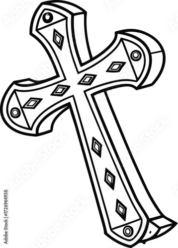 Elegant Christian cross symbol with ornate diamond patterns, representing faith, spirituality, and religious devotion in a clean, modern design.
