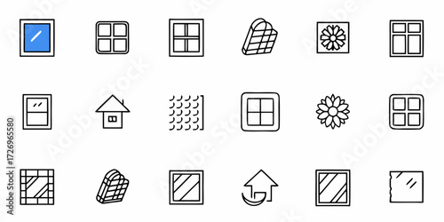 Window and glass icon set
