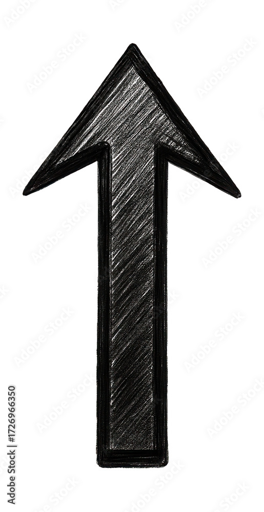 Fototapeta premium Hand-drawn marked arrow on a plain background.