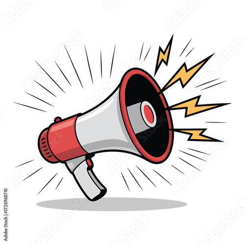 Powerful megaphone amplifying important messages, driving engagement and announcements, communicate effectively, create awareness, and spread the word