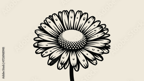 Elegant black and white daisy design element, ideal for invitations and springtime promotions, bringing a touch of nature to your creative projects