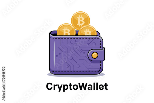 Secure crypto wallet for digital assets and Bitcoin investments, modern financial technology, digital currency and blockchain solutions for investors and traders