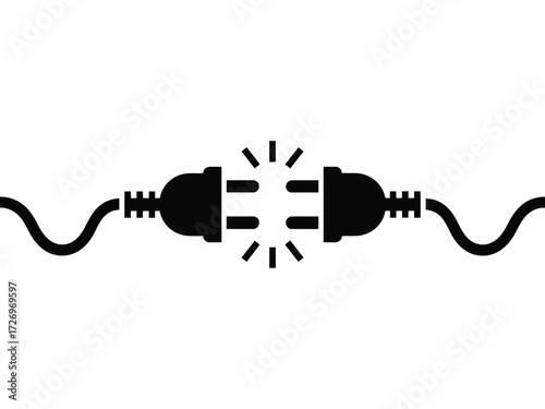 Disconnecting the Power Source A Symbol of Interruption, Failure, and Unplugging From the Digital World Showing Electrical Hazard in Black and White