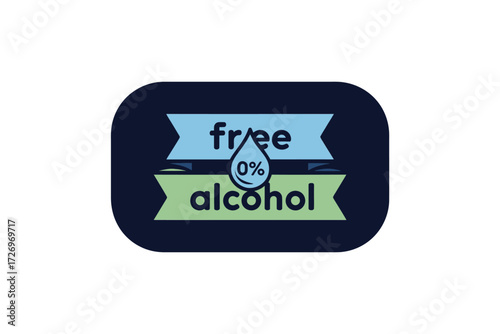 Modern alcohol-free emblem for health-conscious brands, promoting mindful drinking and sober lifestyle choices, perfect for digital marketing and wellness campaigns