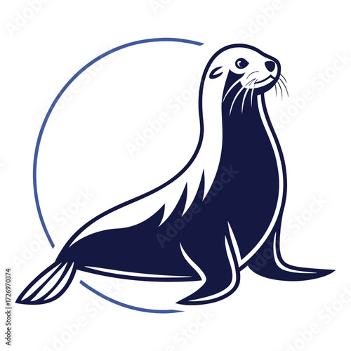 Cute cartoon vector illustration of a wild sea lion and seal animal on the beach