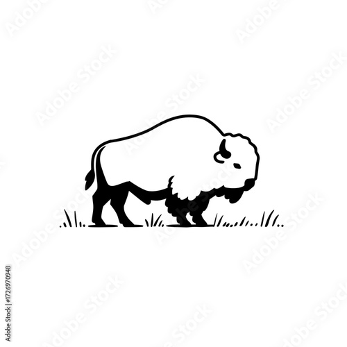 buffalo. buffalo simple black and white line art vector logo