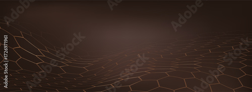 Abstract dark brown Geometrical Background Connection structure. Science background. onnecting dots and lines. Big data visualization and Business .Vector illustration. hexagon mesh.chemical industry