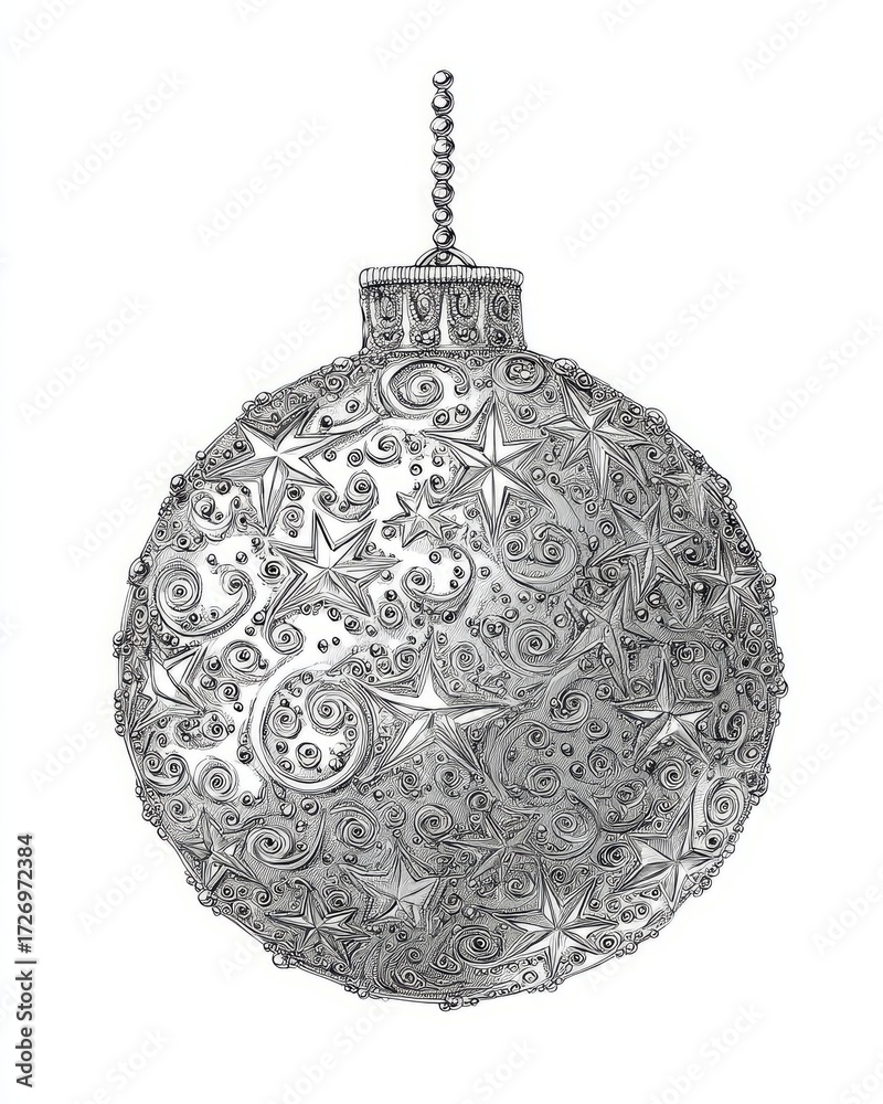 Fototapeta premium Christmas ornament with intricate design on white background