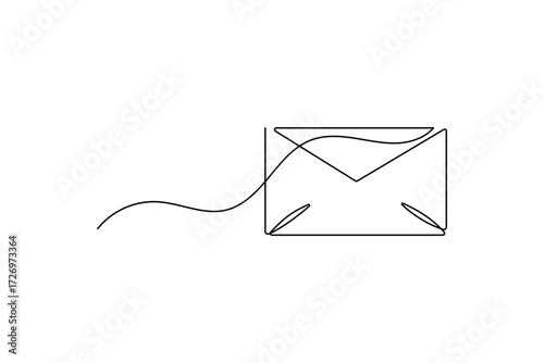 Envelope Icon One Line Minimalist Art Vector Illustration