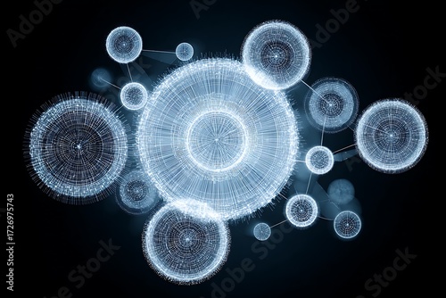 Crystal-clear biochemical network diagram with circular interconnected pathways