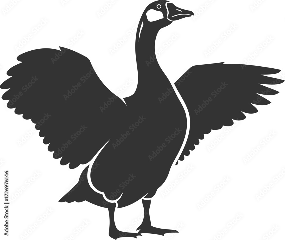 Fototapeta premium Goose bird vector silhouette black illustration