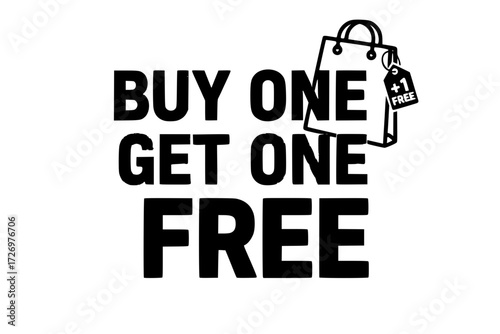 Buy One Get One Free Promotion Offer. BOGO Sale, Special Discount, Marketing Campaign, Retail Advertisement. Limited Time Shopping Deal.