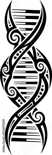 DNA Strand Tribal Tattoo Design A Genetic Code Illustration