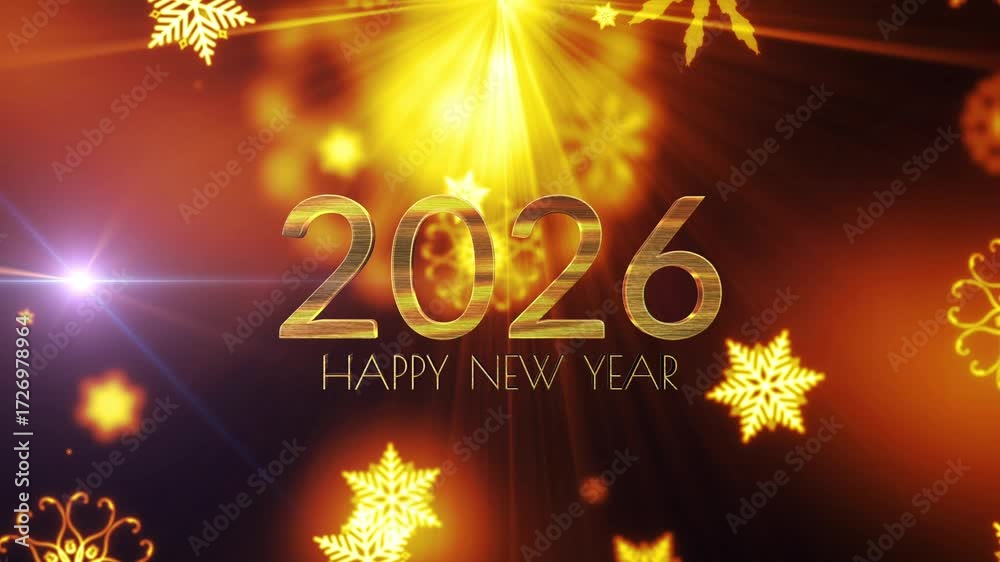 Vídeo do Stock: 2026 Happy New Year golden text shine light effect with ...