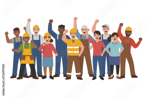 Workers Protesting for Rights and Better Working Conditions. Demonstration, March, Strike, and Activism for Social Justice. Labor Movement.