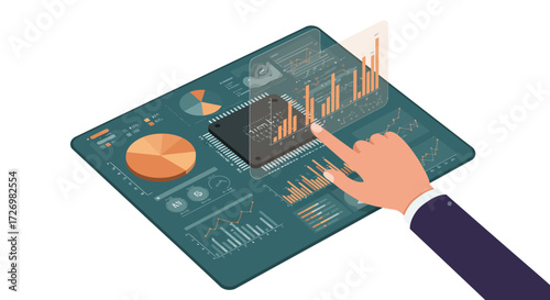 Driving Business Innovation with Autonomous AI Solutions: Future-Forward Flat Design Concept