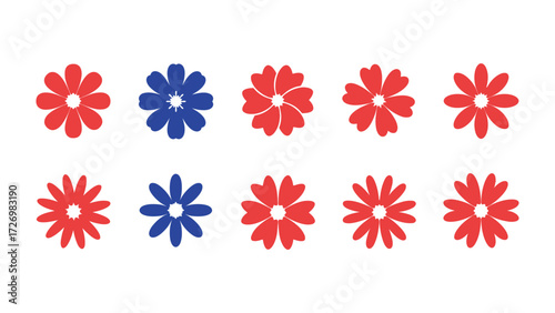 Vibrant floral pattern: A cheerful array of stylized flowers bursts with vivid hues, creating a delightful visual symphony of forms and colors.