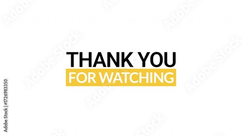 animated Text thank you for watching on a white background. Great for video outros, social media posts, and presentation slides.