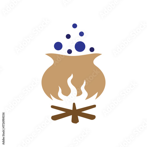 Brewing Cauldron Icon A Simple Illustration of Cooking or Magical Potion