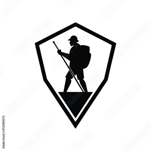 Hiker silhouette logo bold clean vector person art illustration