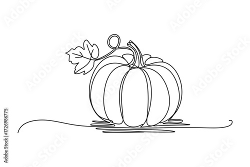 Pumpkin Minimal One Line Art Autumn Harvest Illustration