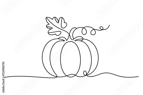 Pumpkin Continuous Line Drawing Vector