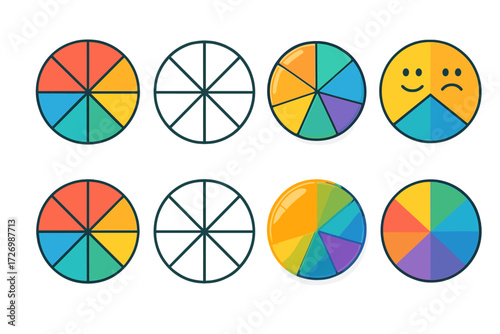 Vibrant Emotion Wheel. Basic Emotion Wheel in modern flat vector : circular emotion wheel with segments, emotion wheel with mood chart, emotion wheel