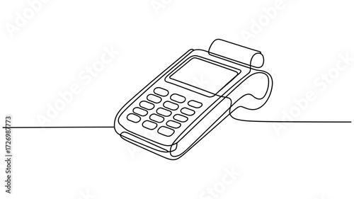 POS Terminal Continuous Line Drawing Minimal Vector Illustration