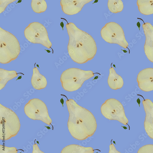 Pear cuttings seamless pattern watercolor 